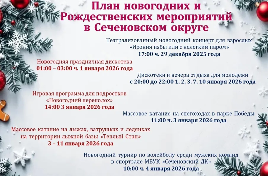 План новогодних и Рождественских мероприятий в Сеченовском округе